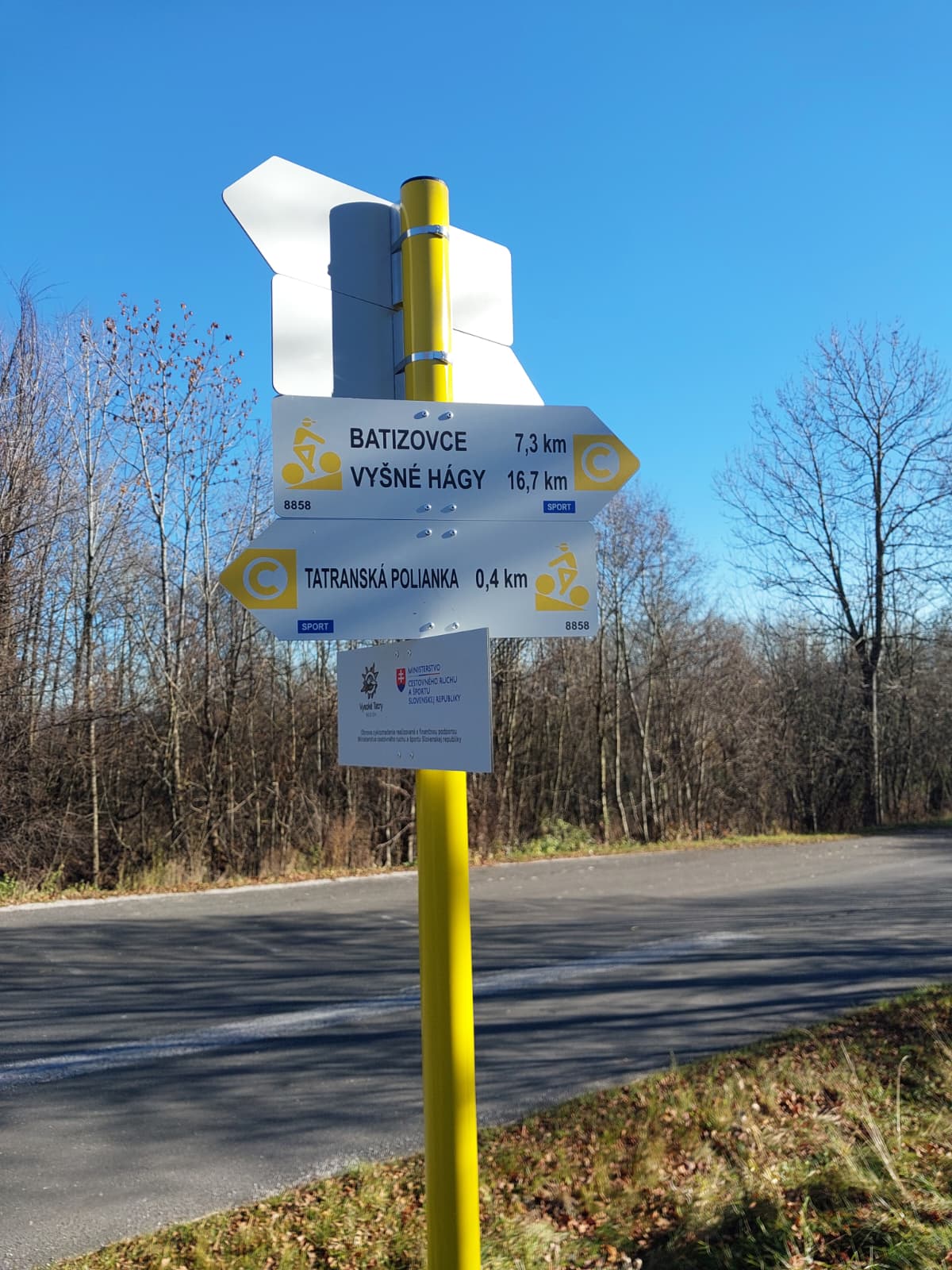 cyklotrasa 8858 - Vyšné Hágy – Batizovce - Tatranská Polianka