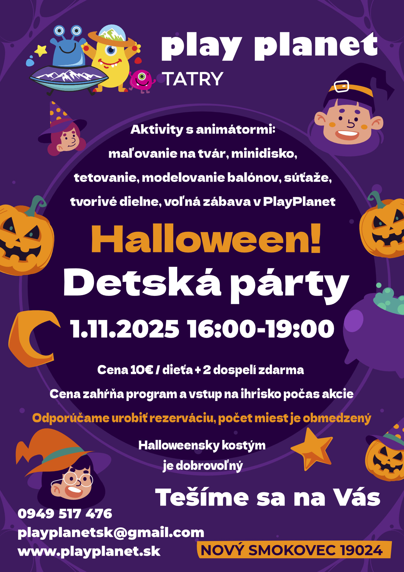 Halloween detská párty v Play Planet Tatry