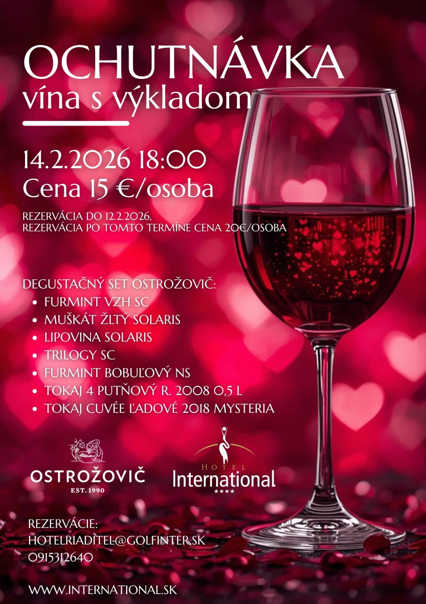 Valentínska ochutnávka vín s výkladom v Hoteli International
